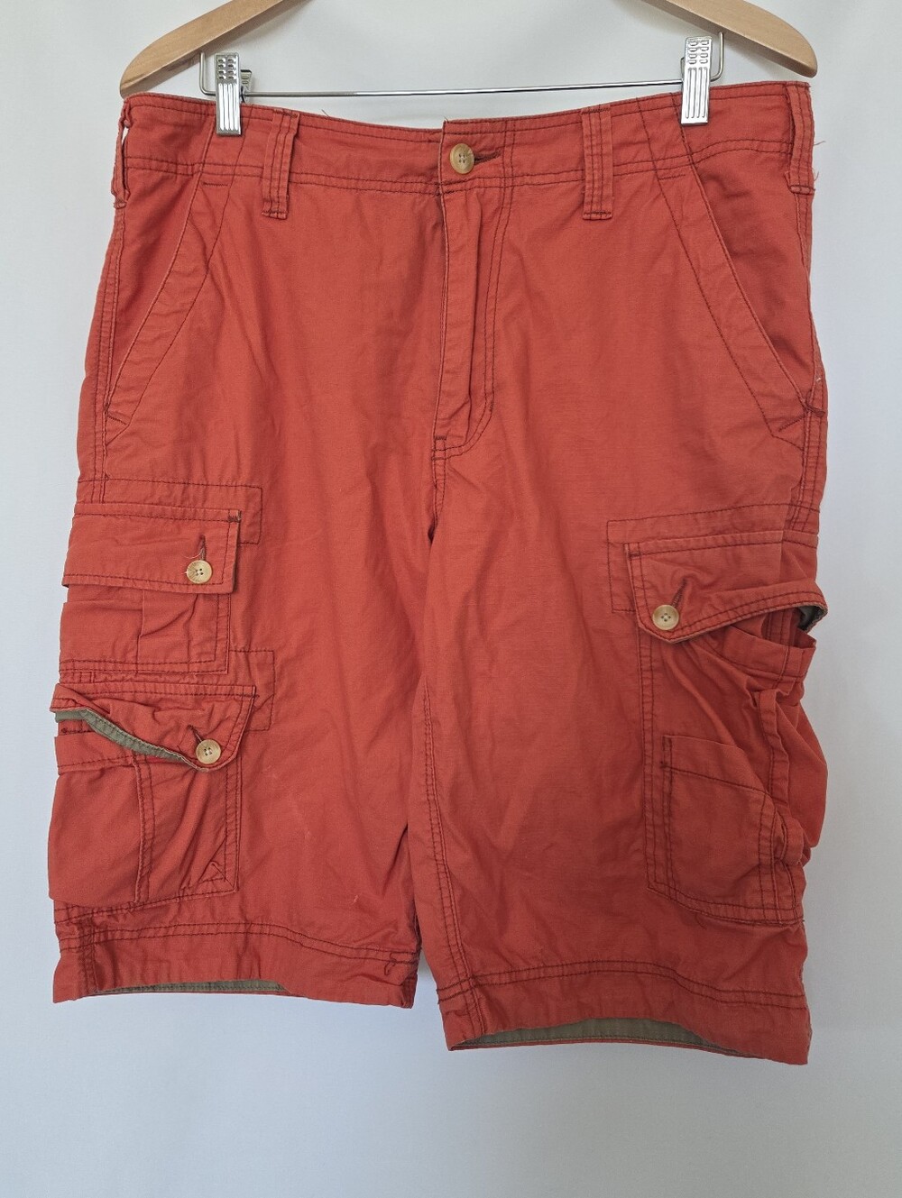 WearFirst Cargo Shorts Mens Size 38l Orange Cotton Outdoor Utility